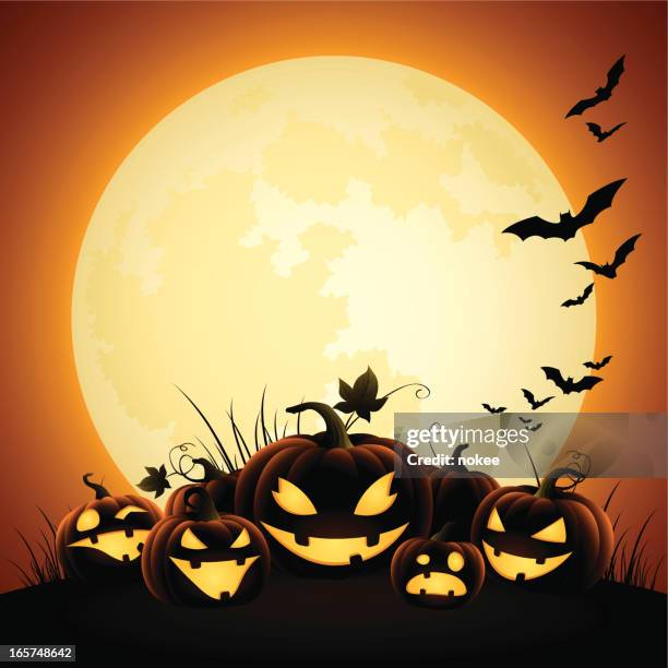 halloween pumpkins - moonlight - halloween vector stock illustrations