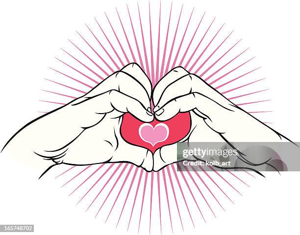 hands making a heart - dark red nails stock illustrations