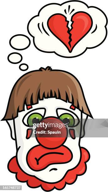 traurig clown - nicht-erwiderte-liebe stock-grafiken, -clipart, -cartoons und -symbole