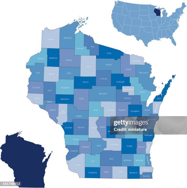 Wisconsin Map 19 Wisconsin Counties Map Stock Photos, High-Res Pictures, and Images ...