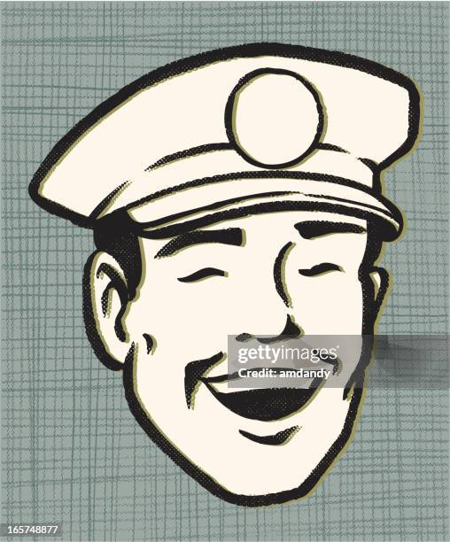 retro service guy - cartoon police officer stock illustrations