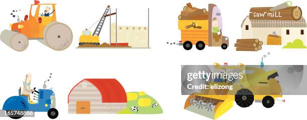 around the town- transport! - tractor driver stock illustrations