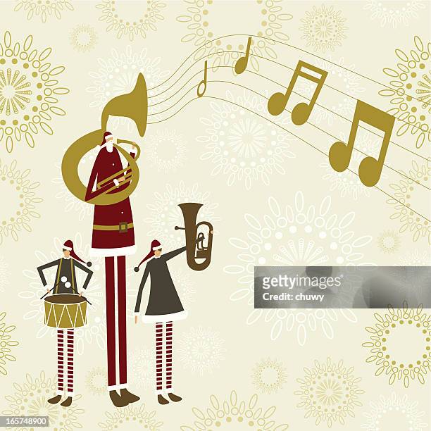 santa's christmas band - musical staff stock illustrations