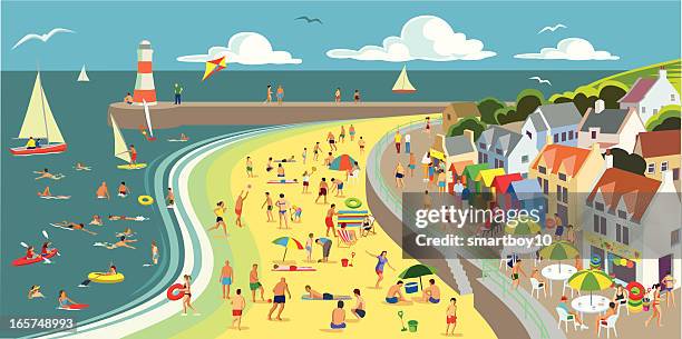 seaside - quayside stock illustrations