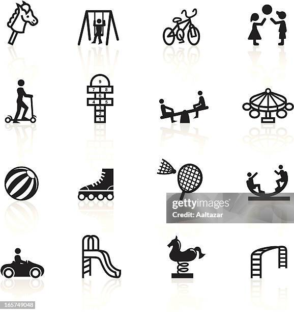 schwarze symbole-spielplatz - spielplatz stock-grafiken, -clipart, -cartoons und -symbole