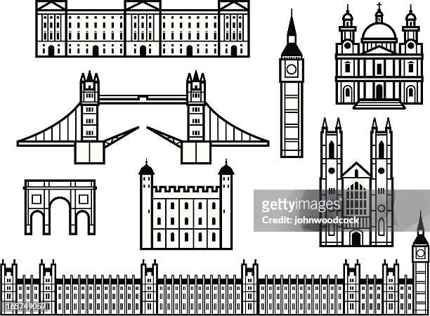 historic london - buckingham palace exterior stock illustrations