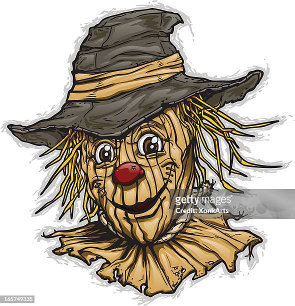 stockillustraties, clipart, cartoons en iconen met happy scarecrow - scarecrow faces