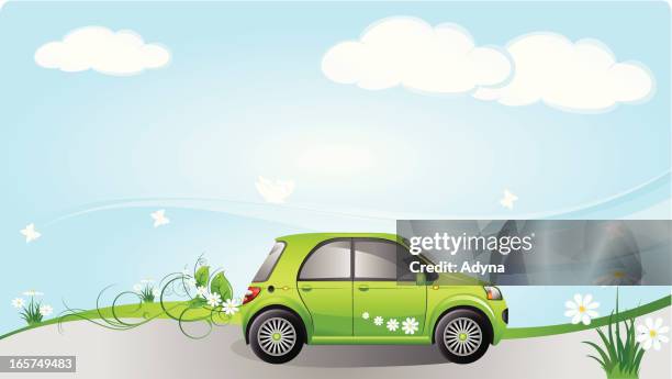 green car - hybrid cloud stock illustrations