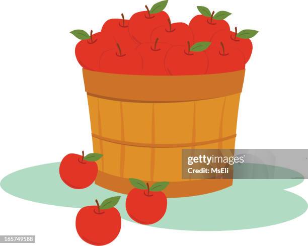 bushel of red apples - brown apple stock illustrations