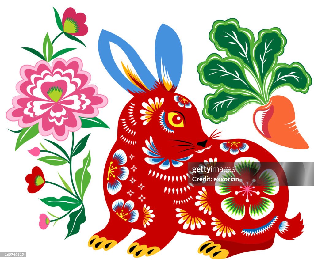 Cut Rabbit Art Color Papercut Rabbit Art High-Res Vector Graphic - Getty Images