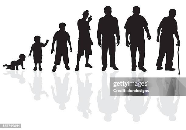 ilustrações, clipart, desenhos animados e ícones de masculino ciclo de vida silhueta - evolution