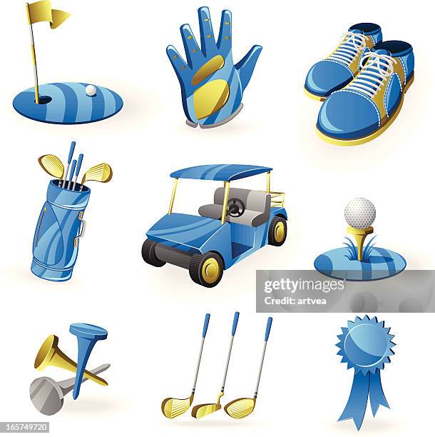 golf icon set - putting gloves on stock illustrations