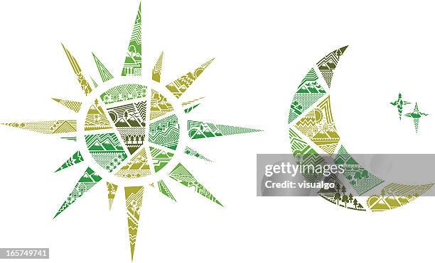 creative sun and moon - sun moon stock illustrations