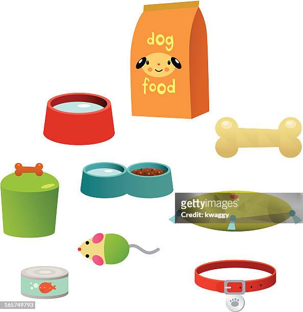 pet accessories - dog bowl stock illustrations
