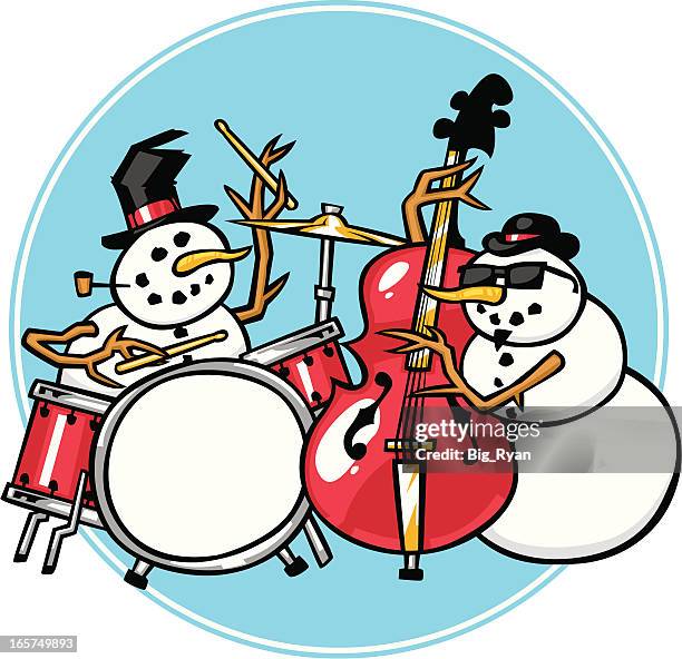 bildbanksillustrationer, clip art samt tecknat material och ikoner med snowman jazz - snögubbe