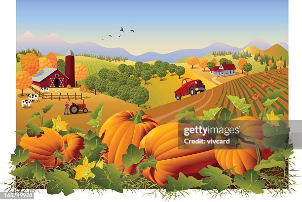 illustrations, cliparts, dessins animés et icônes de champs d'automne - culture agricole