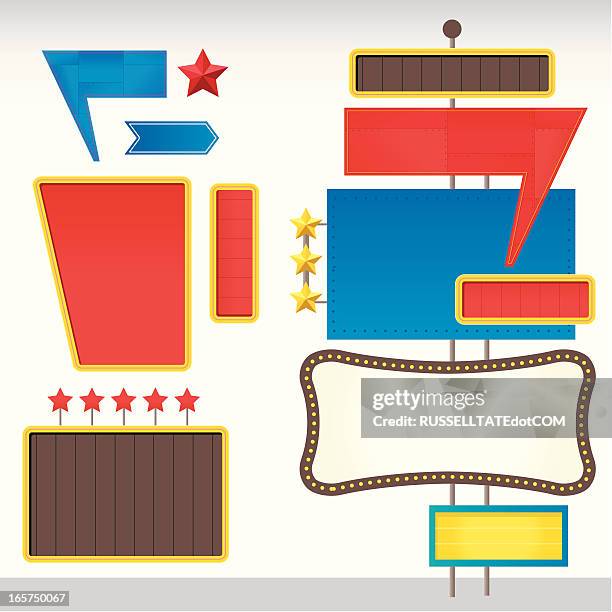 50er jahre straßenschild - drive in cinema stock-grafiken, -clipart, -cartoons und -symbole