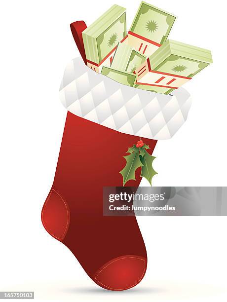 cash stocking - christmas savings stock illustrations