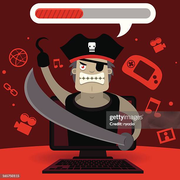 pirate download computer - pirate criminal stock illustrations