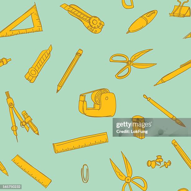 seamless background - stationery - triangle ruler stock illustrations