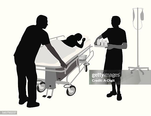 hospital stay vector silhouette - hospital orderly stock illustrations