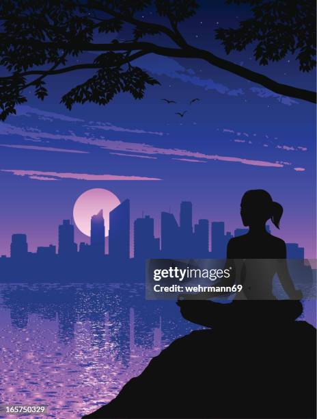 meditation - breathing outside stock illustrations