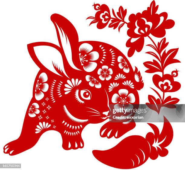 stockillustraties, clipart, cartoons en iconen met year of the rabbit - chinese new year