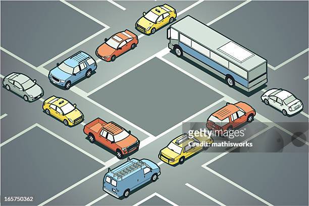 gridlock - red car wire stock illustrations
