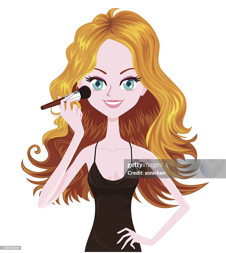 Using make-up brush