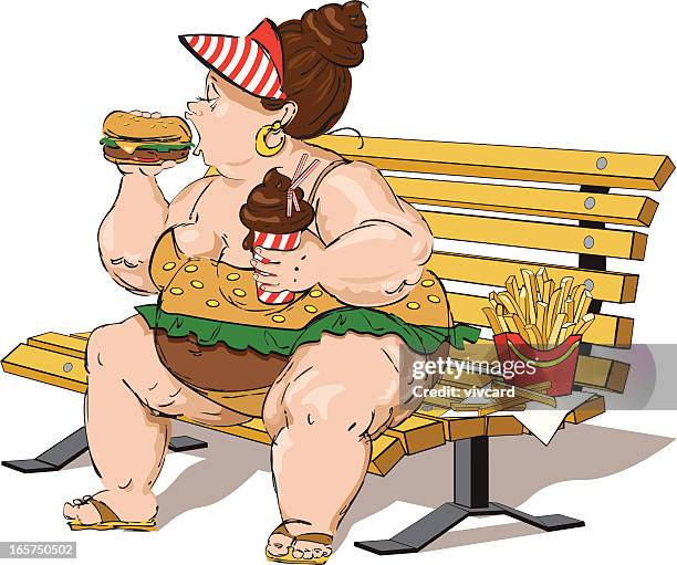 you are what u eat - woman eating chip stock illustrations