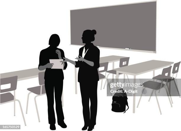 teaching vector silhouette - teacher explaining stock illustrations