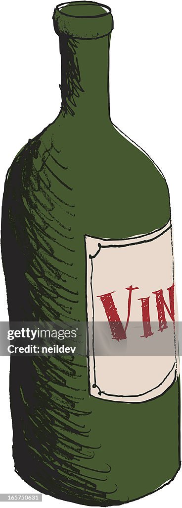 Hand Drawn Bottle of Wine