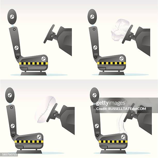 car air bag deployment - vehicle seat stock illustrations