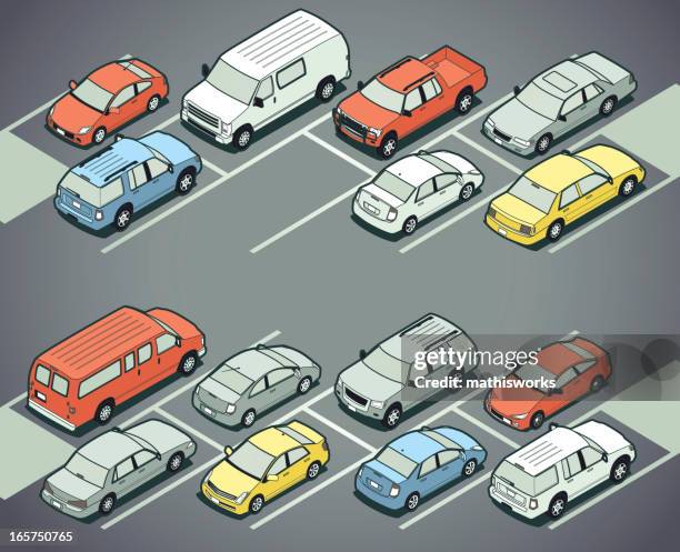 parking lot - sports utility vehicle stock illustrations