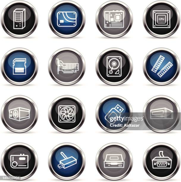 supergloss icons - computer components - surface mount component stock illustrations