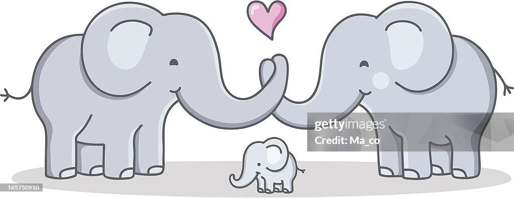 Strong Cohesive Family Cartoon Elephant Love High-Res Vector Graphic -  Getty Images