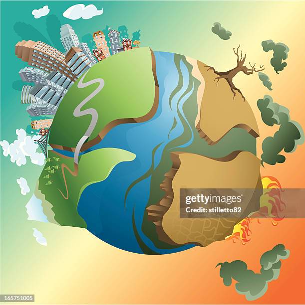 stockillustraties, clipart, cartoons en iconen met dying earth - climate change