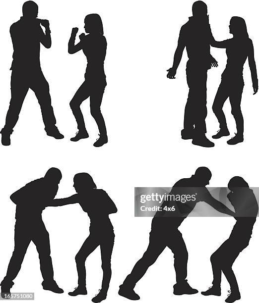 männliche und weibliche paar faust fighting - slapping stock-grafiken, -clipart, -cartoons und -symbole