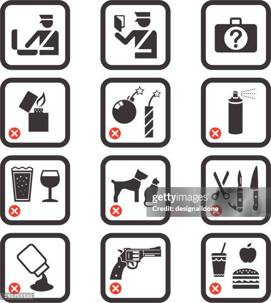 stockillustraties, clipart, cartoons en iconen met passport control and security icons - uitsluiting