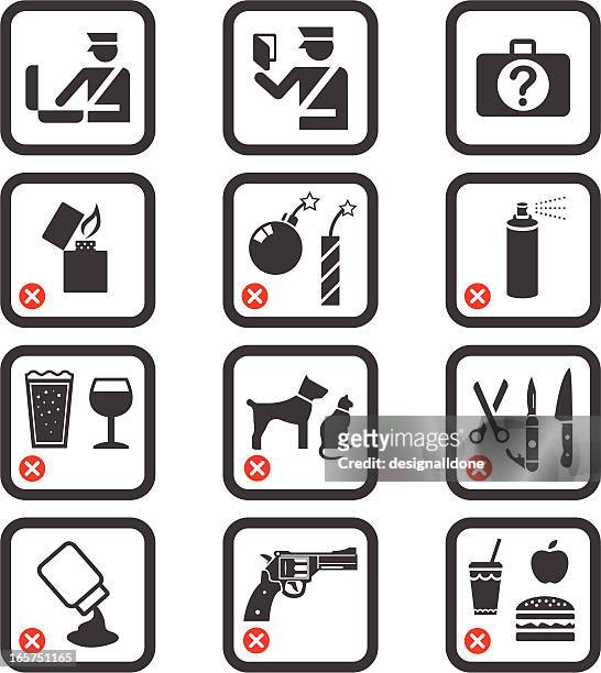 passport control and security icons - exclusion stock illustrations
