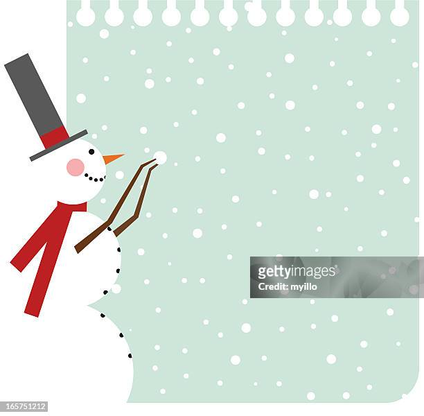 stockillustraties, clipart, cartoons en iconen met snowman background - index card
