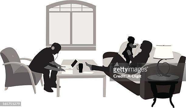 family matters vector silhouette - couple having coffee stock illustrations
