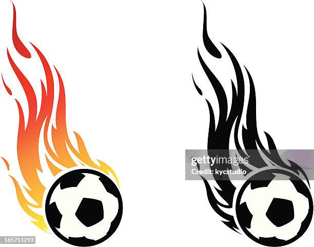 flaming soccer ball - flame stock illustrations