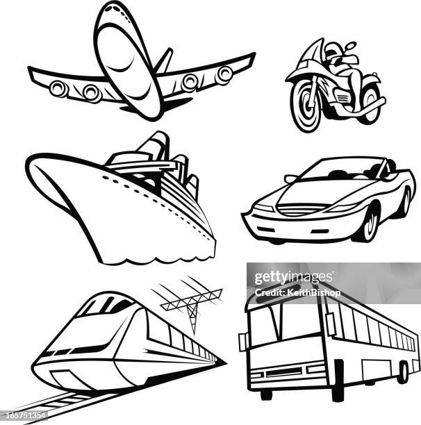 transportation - ground, water and air vehicles - tourist train stock illustrations