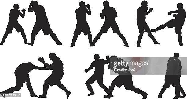 male fighters kickboxing - mixed martial arts stock illustrations