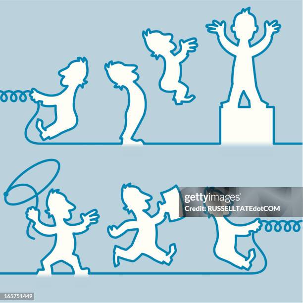 blue line man - phone cable stock illustrations