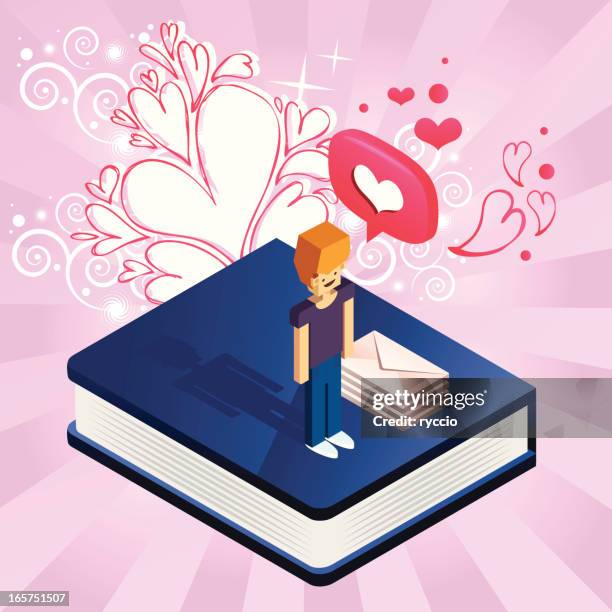 the love book - projection face stock illustrations