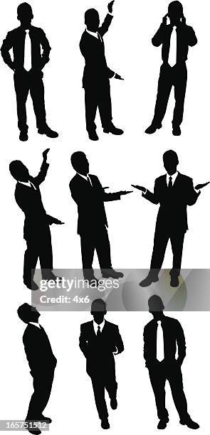 businessman standing and giving a presentation - man forehead stock illustrations