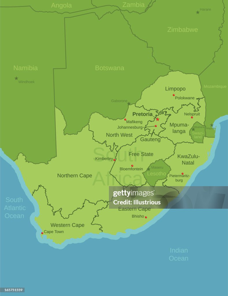 South Africa Map showing Provinces