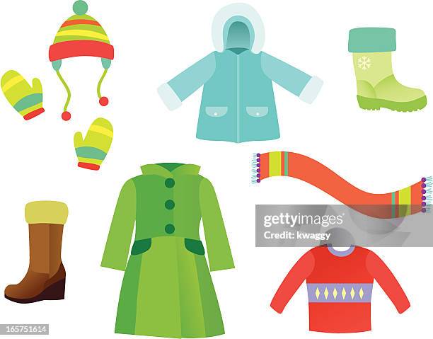 winter-kleidung - schal stock-grafiken, -clipart, -cartoons und -symbole